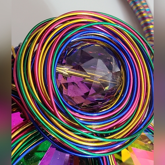 Huge statement necklace earrings rhinestones wire colorful NEW - Picture 10 of 14